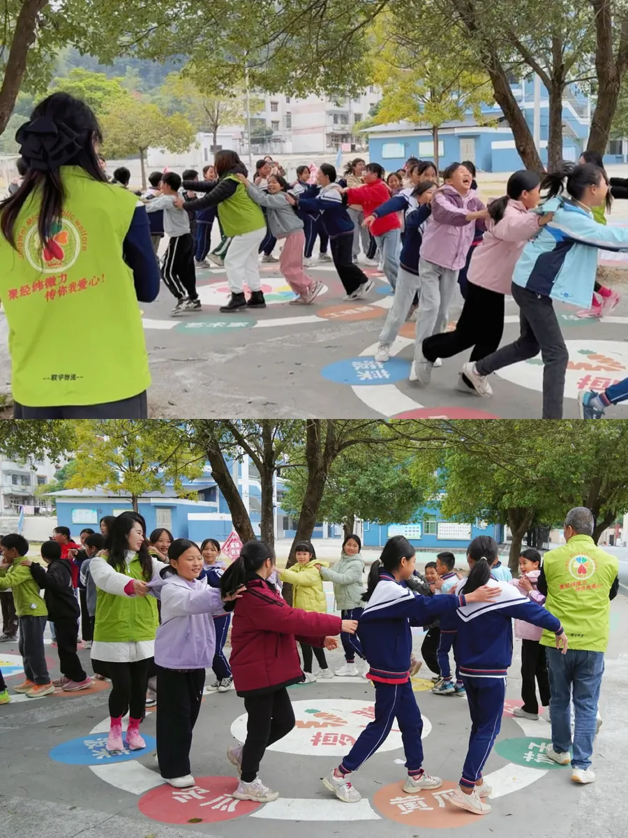 Children playing on the newly completed colorful playground mural
