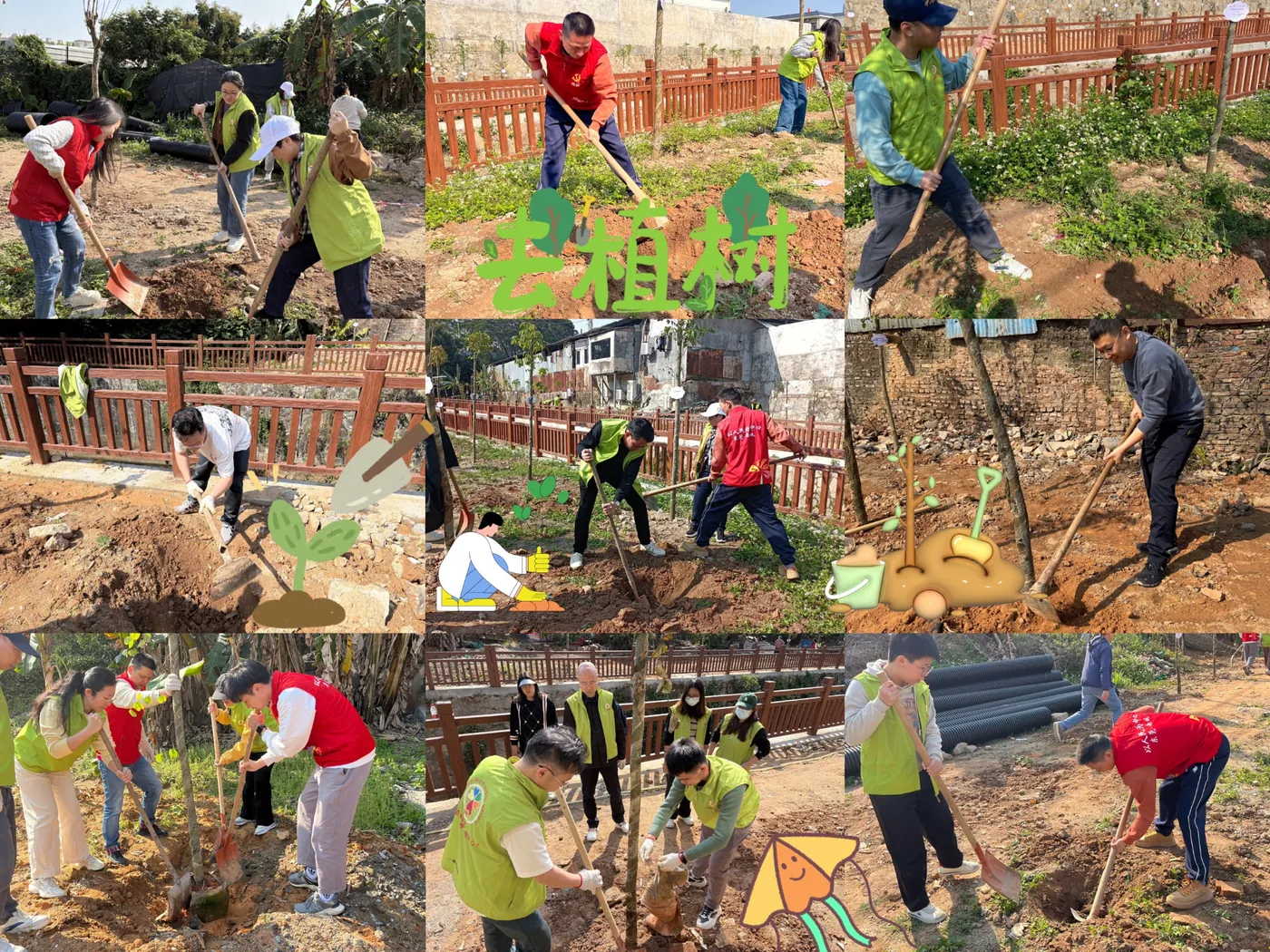Linktrans volunteers planting trees together
