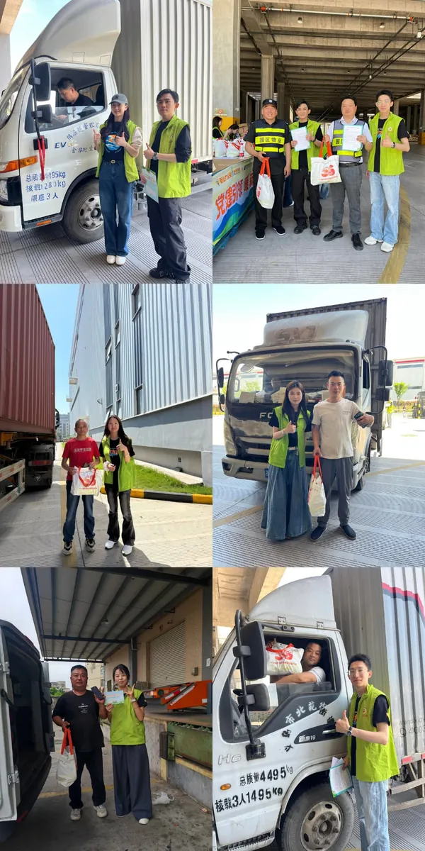 Linktrans employee volunteers with drivers at distribution centers